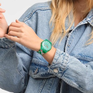 Green Swatch Meadow Flowers Plastic | XCNY-05972