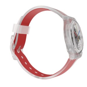 Red Swatch Clearly Striped Plastic | DNIU-40716